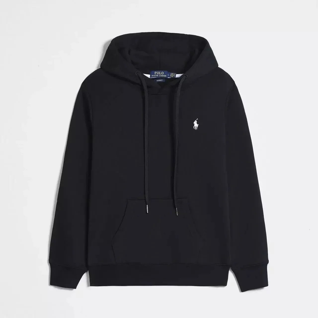 Black white label pullover hoodie